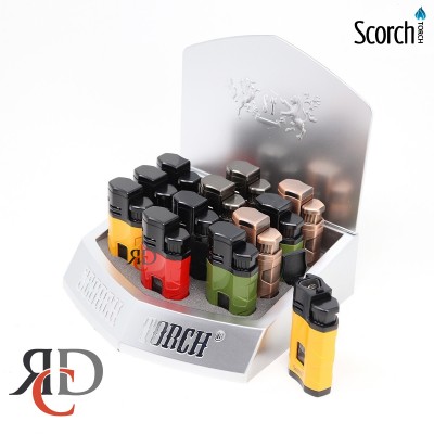SCORCH TORCH 3T AUTO OPEN TWO-TONE W/CIGAR PUNCH & SEE-THRU BUTANE STDS105 - 12CT/ DISPLAY